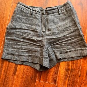 Twin-Set Charcoal Gray Linen-Blend High-Waist Shorts